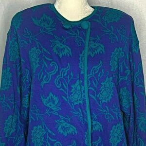 Vintage 80s Carlos Arias Cardigan Sweater M Blue